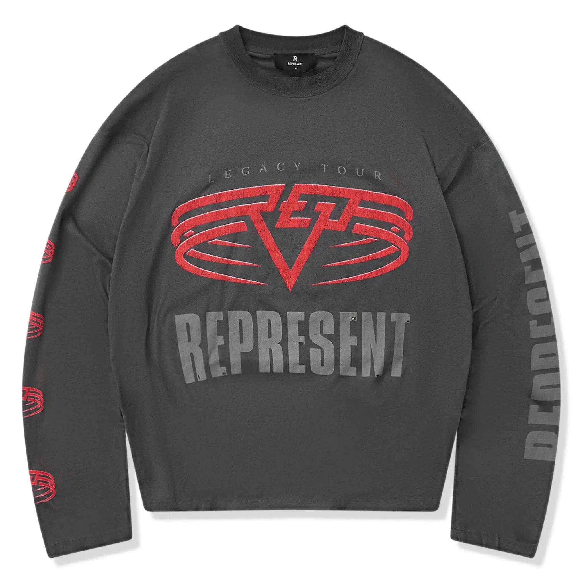 Front View of Represent Rep Legacy Ls Sun Fade Grey L/S T Shirt MLM100365-46